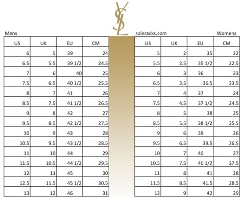 ysl sizes|ysl women's size chart.